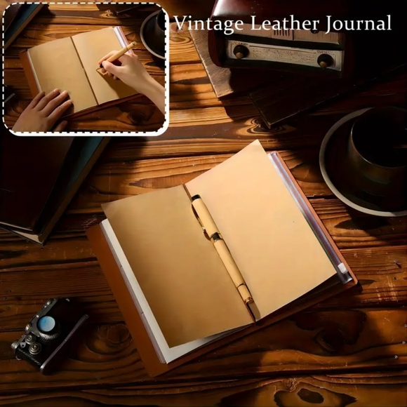 136 Sheets Vintage Leather Journal Notebook with Inspirational Quotes English. - Picture 3 of 5